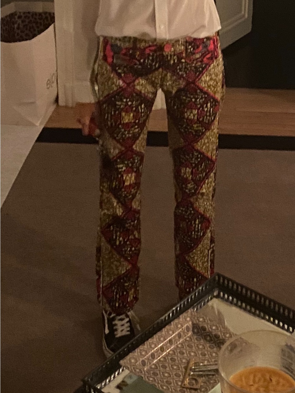 Printed Wax Slim Straight pants